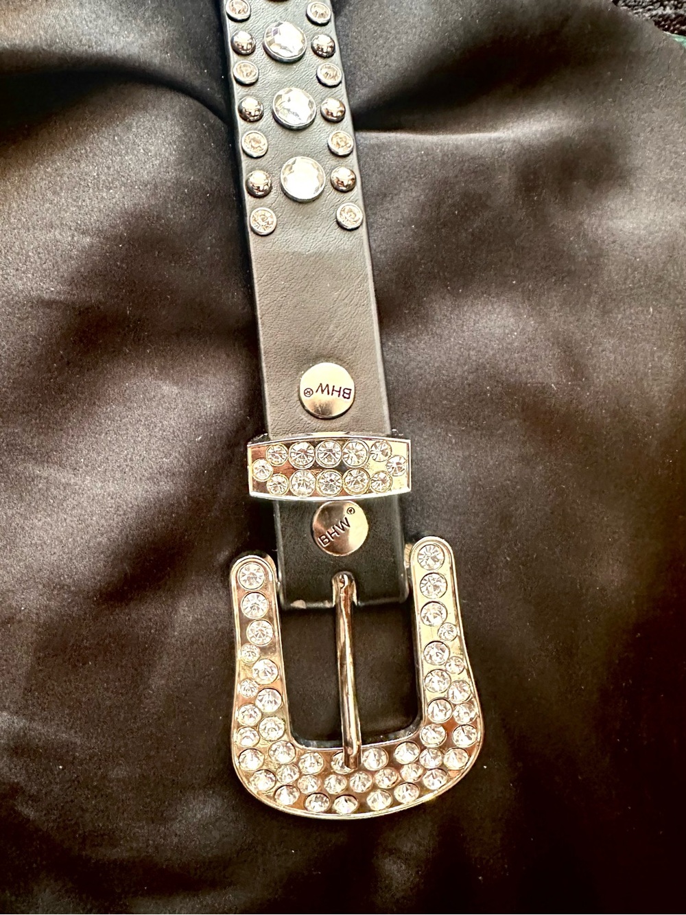 Black Crystal BHW Embellished Women's Belt
